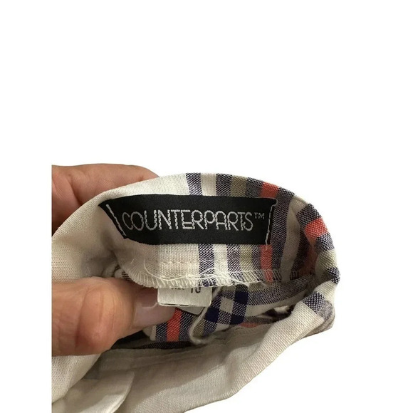 CounterParts Women's White Plaid Pattern Side Zip Midi Skirt Size 10 - Picture 8 of 9